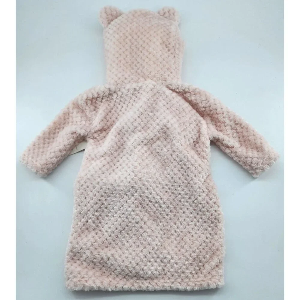 NWT Modern Baby‎ Pink 4 Piece Set Hooded Bathrobe + 3 Washcloths Size 0-9 Months